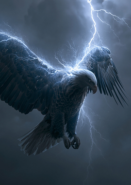 Eagle engulfed in lightning