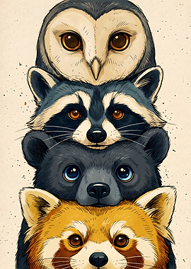 Stack of Cute Forest Animals