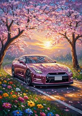 Nissan GT-R in Cherry Blossom Season