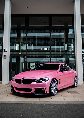 Pink BMW F32 Coupe in Modern Setting