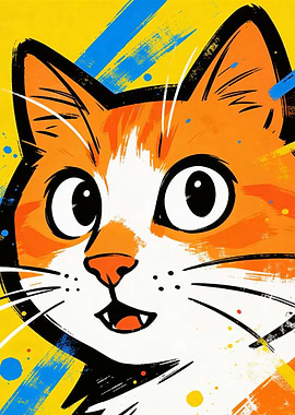 Pop Art Orange Cat Face
