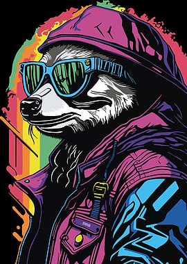 Raccoon in Sunglasses and Hoodie