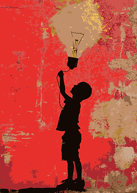 Child Holding a Light Bulb