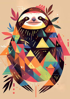 Geometric Sloth Illustration
