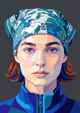 Geometric Portrait of a Woman with Horses