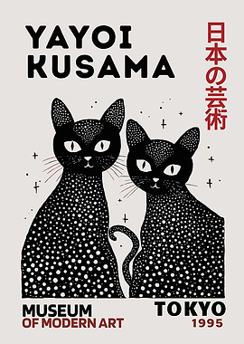Yayoi Kusama Two Cats Poster