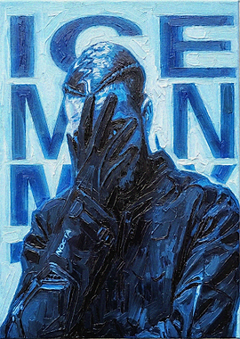 Portrait of a man with 'ICEMAN' text