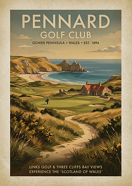 Pennard Golf Club Vintage Poster
