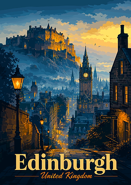Edinburgh Castle and Royal Mile at Dusk