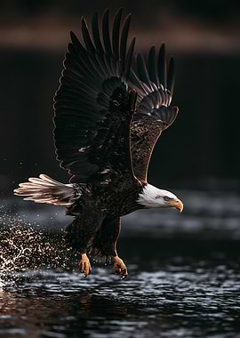 Bald Eagle Taking Flight from Water