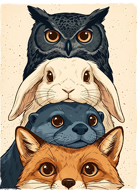 Stack of Cute Forest Animals