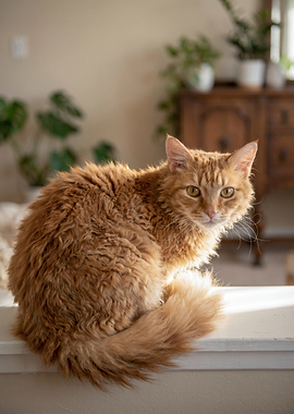 Orange cat with curly fur