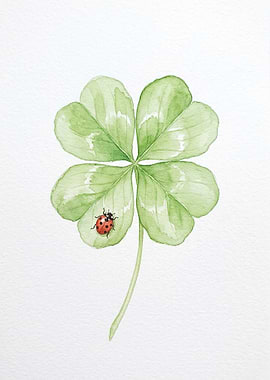 Four-leaf clover with ladybug
