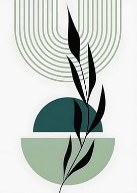 Abstract Botanical Mid-Century Modern Art