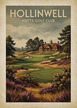 Hollinwell Notts Golf Club Vintage Poster