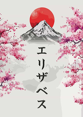 Japanese Mount Fuji and Cherry Blossoms