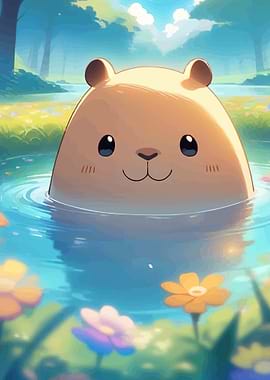 Cute Capybara in Water