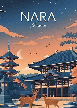 Nara Japan Travel Poster