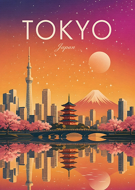 Tokyo Cityscape with Mount Fuji