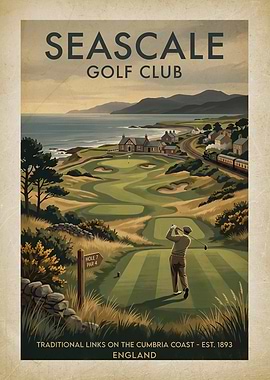 Seascale Golf Club Vintage Poster