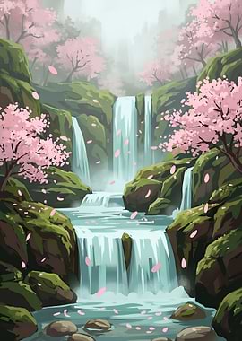 Serenity at the Cherry Blossom Falls