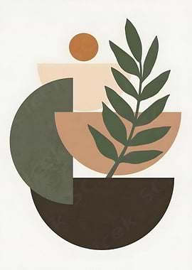 Abstract Geometric Plant Art