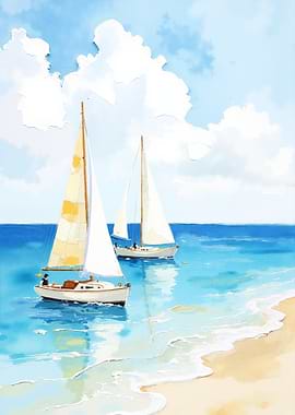 Sailboats on a Tropical Ocean