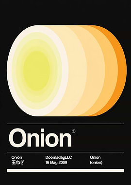 Onion graphic with text