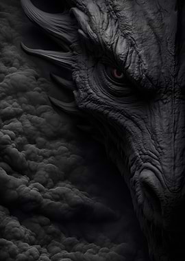 Close-up of a dark dragon's face