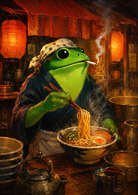 Frog Chef Eating Ramen