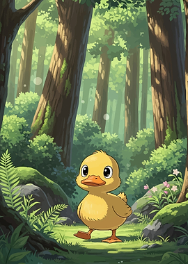 Cute Duckling in a Forest