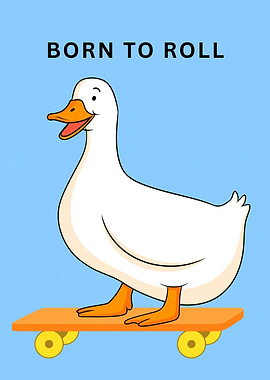 Goose on a skateboard
