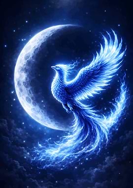 Blue Phoenix Moon Fantasy