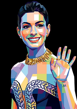 Anne Hathaway Pop Art Portrait