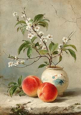 Still Life with Peaches and Blossoms