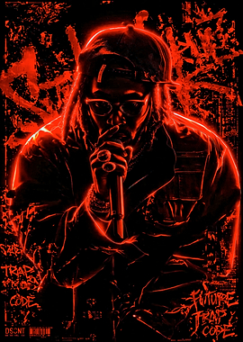 Rapper with Red Neon Outline