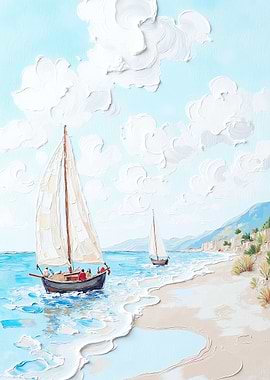 Sailboats on a Sunny Coastal Day