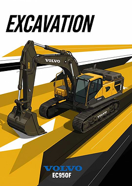 Volvo EC950F Excavator Illustration