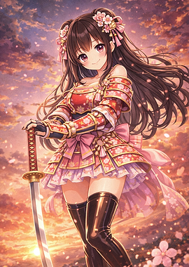 Anime Samurai Girl with Sword