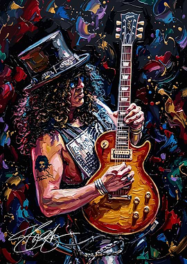 Slash Playing Guitar painting art