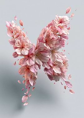 Butterfly made of cherry blossoms