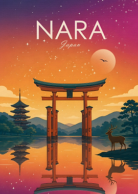 Nara Japan Travel Poster