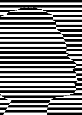 Profile Silhouette on Striped Background