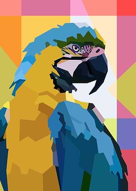 Geometric Macaw Parrot Portrait