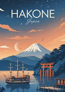 Hakone Japan Vintage Travel Poster