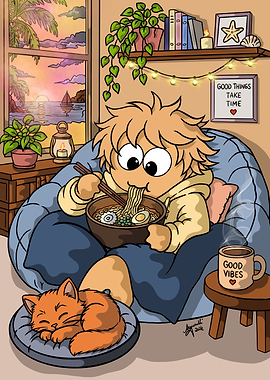 Cozy Ramen & Cat Vibes