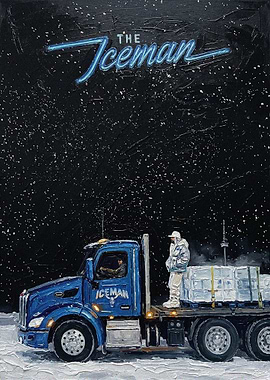 The Iceman Truck in Snowy Night