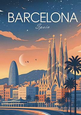 Barcelona Cityscape with Sagrada Familia