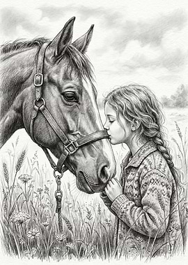 Girl kissing a horse