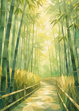 Bamboo Forest Path Stained Glass
